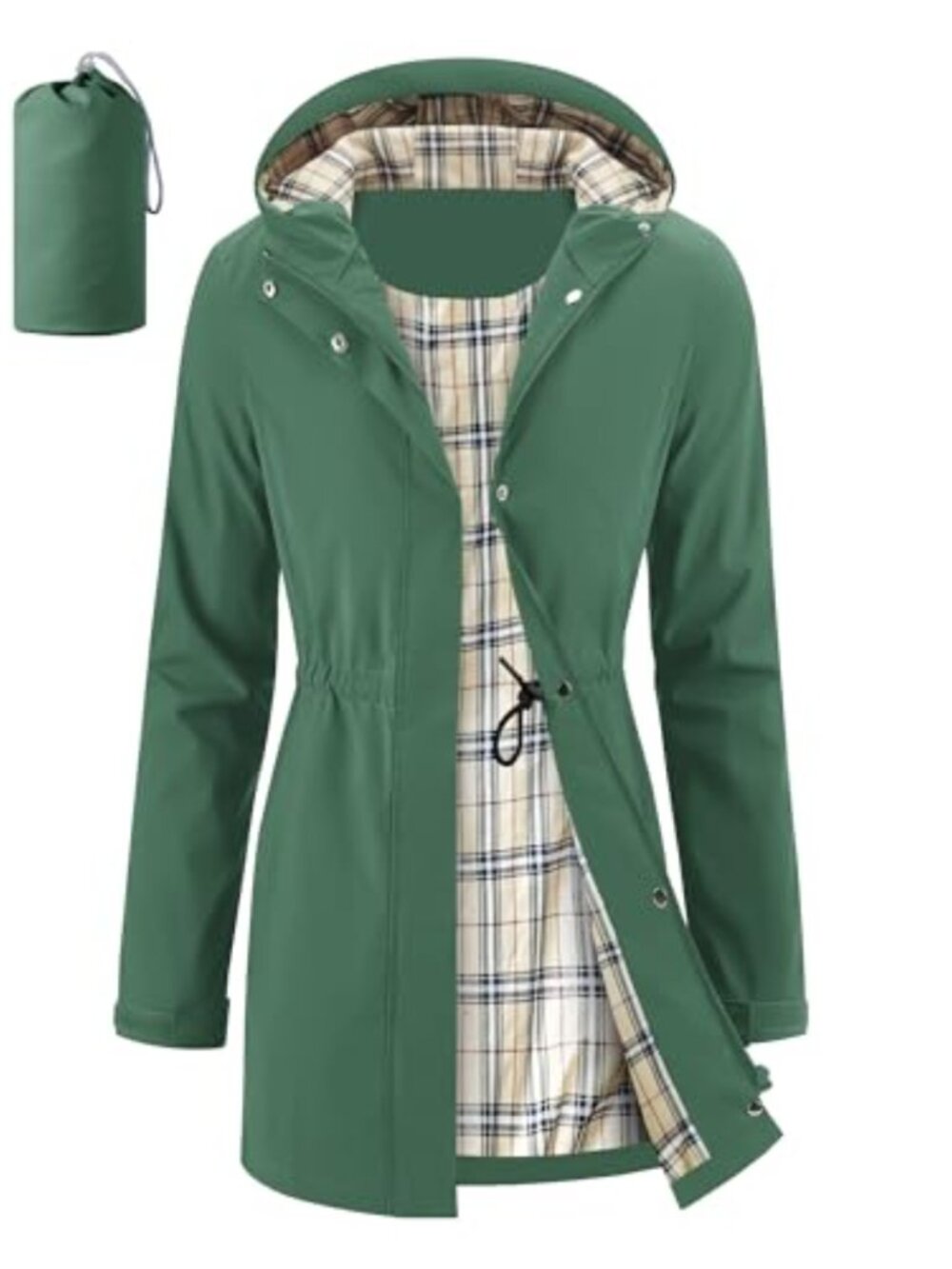 Waterproof Long Raincoat Windbreaker Packable Hooded Anorak